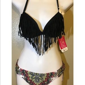 NWT Macy’s hula honey swimwear szmedium fringe set
